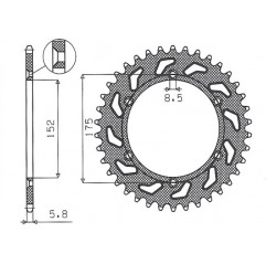 SUNSTAR ZĘBATKA TYLNA 856 43 YAMAHA TT600R '98-'03, TT600S '93-'95, YFZ 350 BANSHEE`89-06 (JTR853.43)* (ŁAŃC. 520) (85643JT)